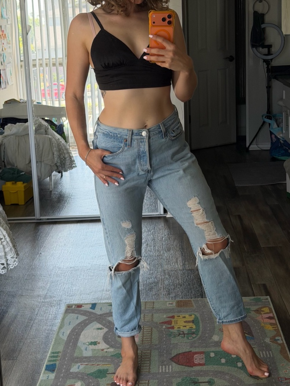 Levi's Light Blue High-Rise Distressed Jeans